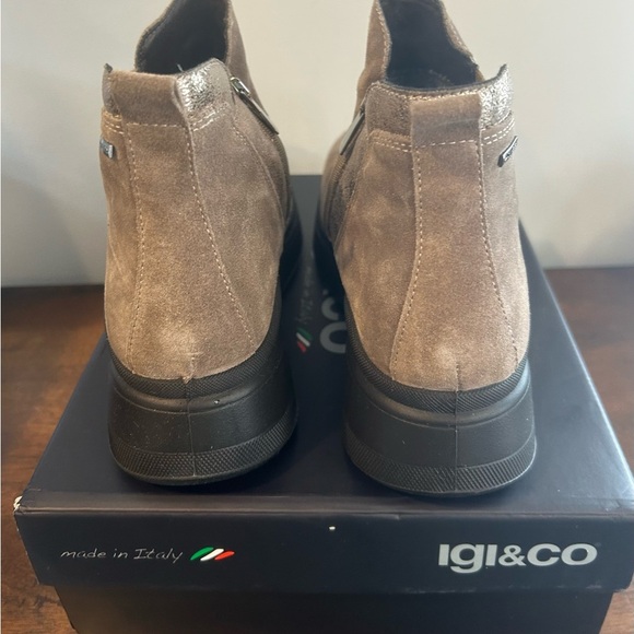 Igi & Co Women's Suede Ankle Boots In Beige With Wedge Booties Shoes Sz 41=10 US - Picture 5 of 12